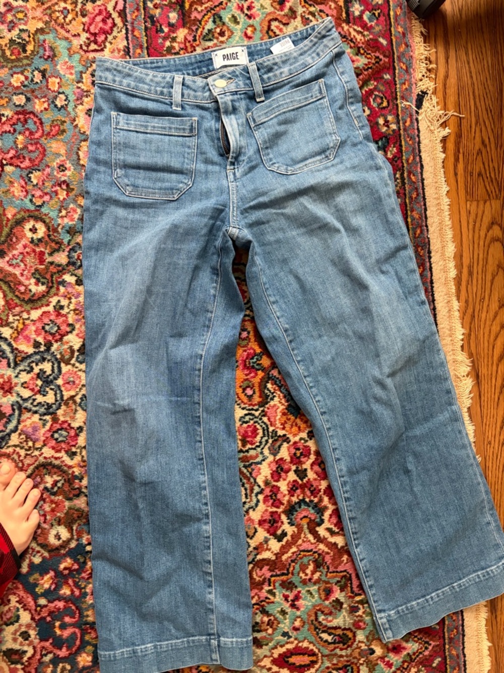 PAIGE Medium Blue Wide-Leg Jeans